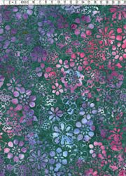 Små fina blommor och fylliga färger. Batik bomull 110 cm