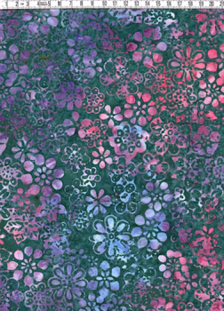 Små fina blommor och fylliga färger. Batik bomull 110 cm