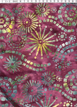 Dream lover i lila-aubergine & gul-grått. Batik bomull 110 cm