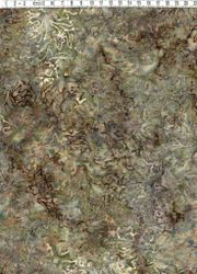 Grön-brun-beige & tätt växtmotiv. Batik bomull 110 cm