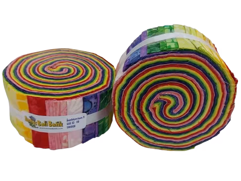 Pastell & Rainbow. Batikrulle med 40 st 2,5 inch remsor.