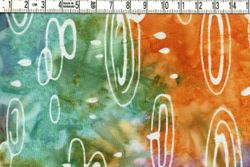 Färgstark Geometrisk Batik i Orange, grön och Lila – Bomull 110 cm bred