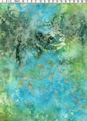 Batik i blågrönt och dämpade färger – Bambu-bomull trikå 210 cm bred