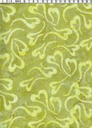 Limegrön hjärtdans – Batik Bomull 110 cm bred