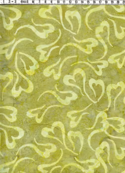 Limegrön hjärtdans – Batik Bomull 110 cm bred