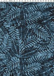 Indigobladverk på mörk blåsvart botten – Batik Bomull 110 cm bred