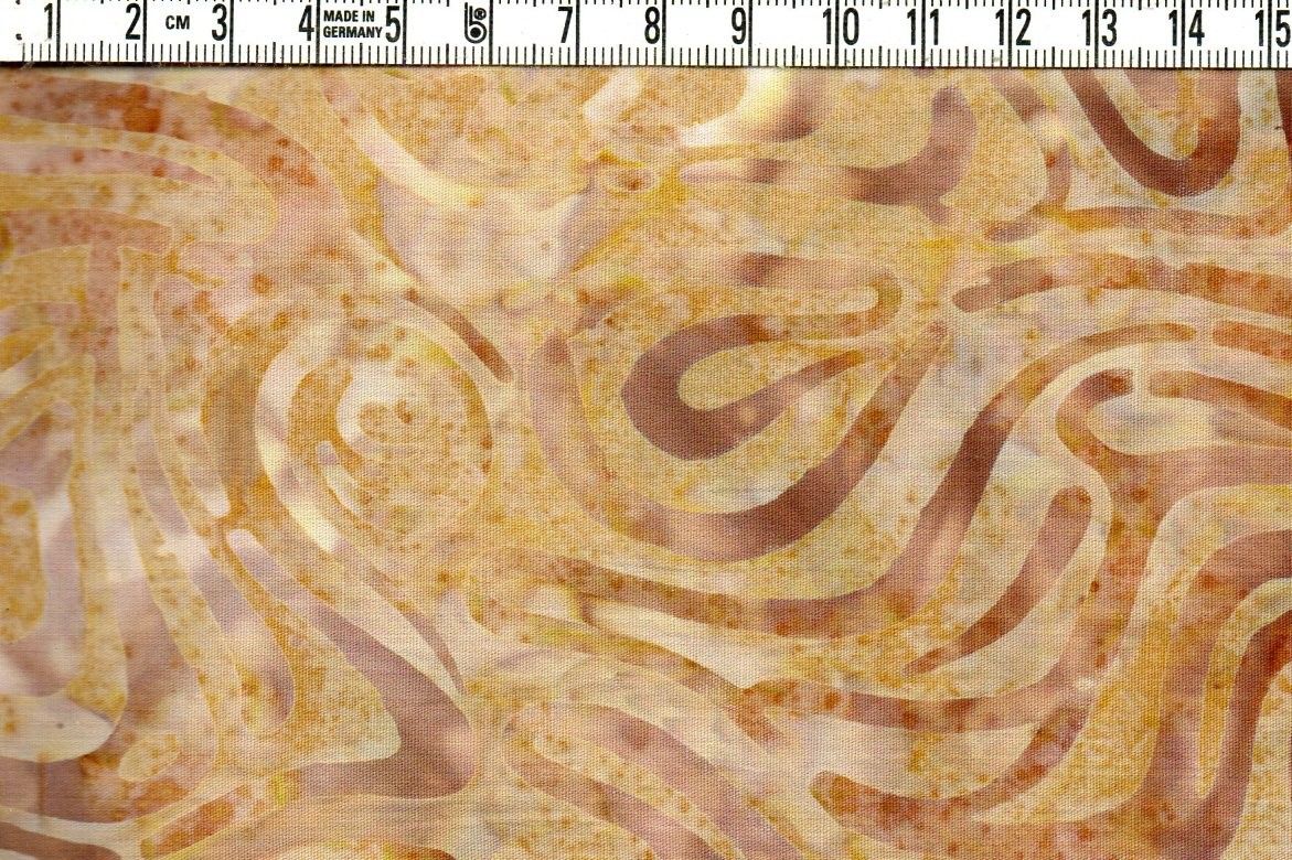 Organiskt mönster i brunt på melerad botten – Batik Bomull 110 cm bred