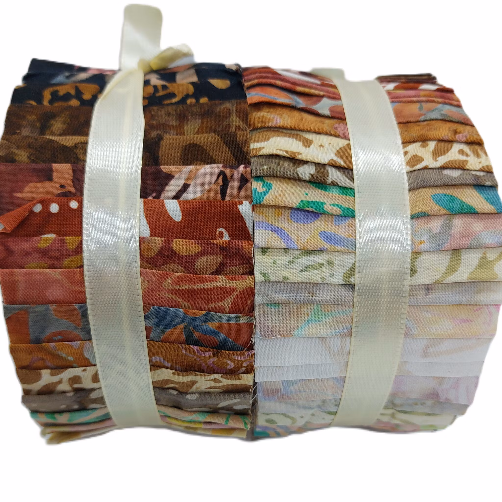 Driftwood. Batikrulle med 40 st 2,5 inch remsor. Svart, brun, beige & andra milda färger i trycken