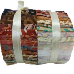 Driftwood. Batikrulle med 40 st 2,5 inch remsor. Svart, brun, beige & andra milda färger i trycken