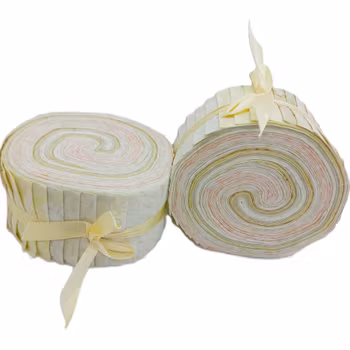 Whispering Sunset. Batikrulle med 40 st 2,5 inch remsor.