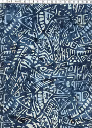 Djupblått tribalbatik med geometriskt mönster – Batik Bomull 110 cm bredbred