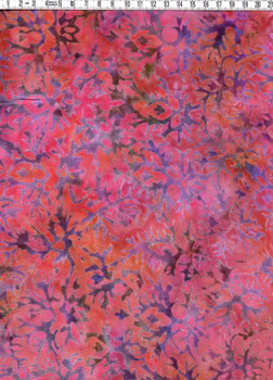 Rosa-lila viskostyg med blommönster – Batik Viskos 130 cm bred