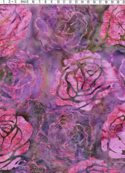 Lila-rosa viskostyg med rosor – Batik Viskos 130 cm bred