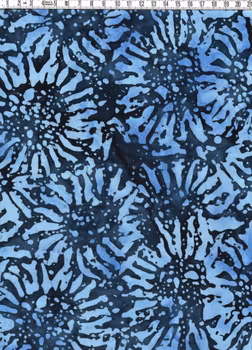 Mörkblå solrosor blått på blått. Trikå/jersey – Bomullstrikå ca 140 cm bred