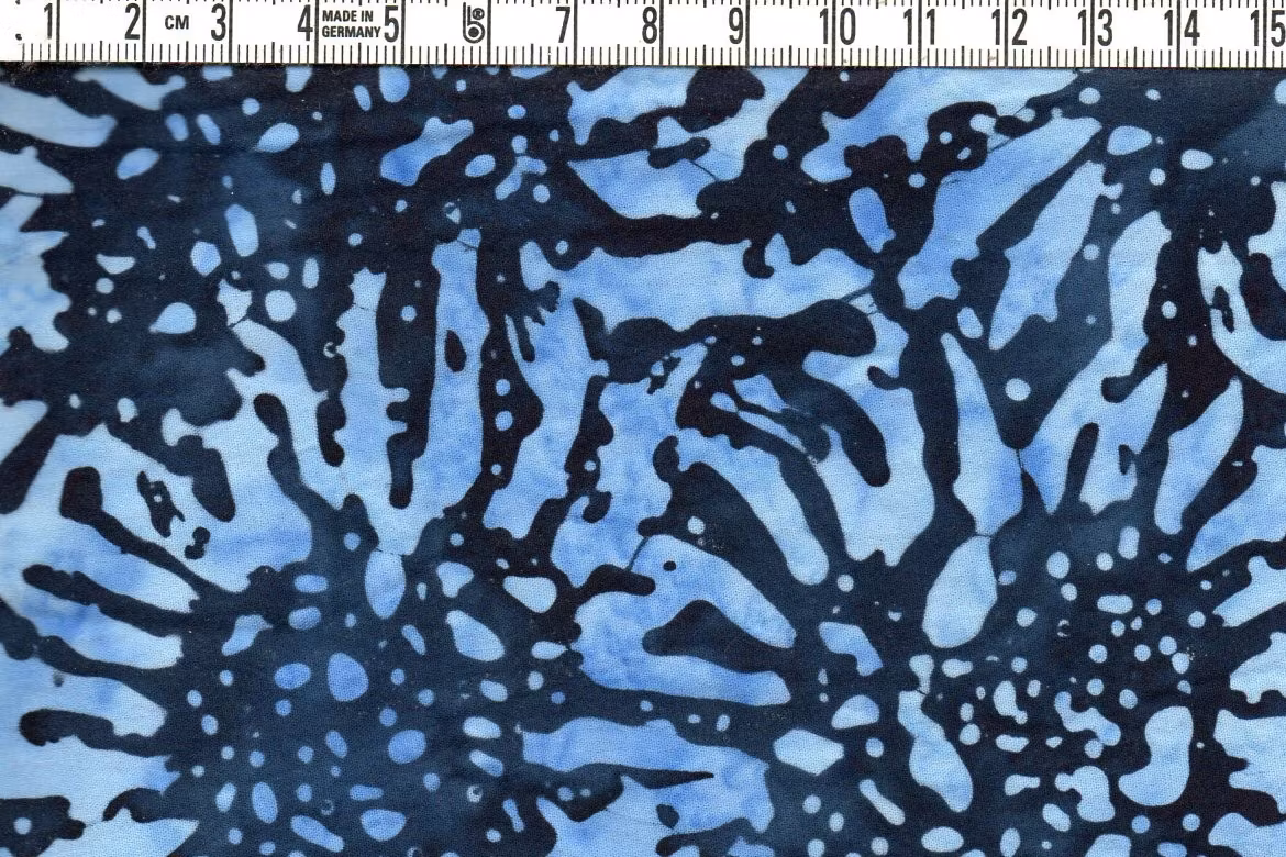 🌊 Solrosor, blått på blått – Extra bred Batik Bomull 275 cm