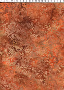 Varma ornament i rost och terrakotta – Viskos ca 140 cm bred