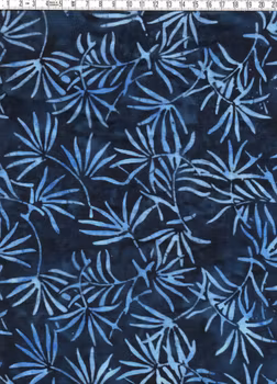 Blå blad på mörk botten – Viskos ca 140 cm bred