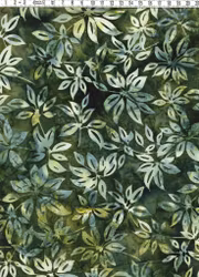 Gröna blad på melerad botten – Batik Bomull 110 cm bred