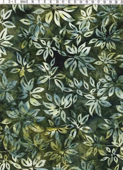 Gröna blad på melerad botten – Batik Bomull 110 cm bred