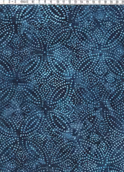 Mörkblått batiktyg med turkosa prickmönster – Batik Bomull 110 cm bred