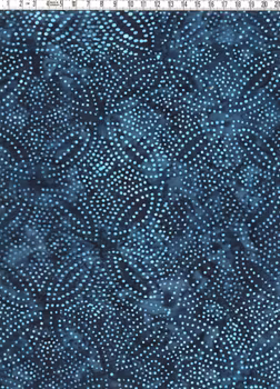 Mörkblått batiktyg med turkosa prickmönster – Batik Bomull 110 cm bred