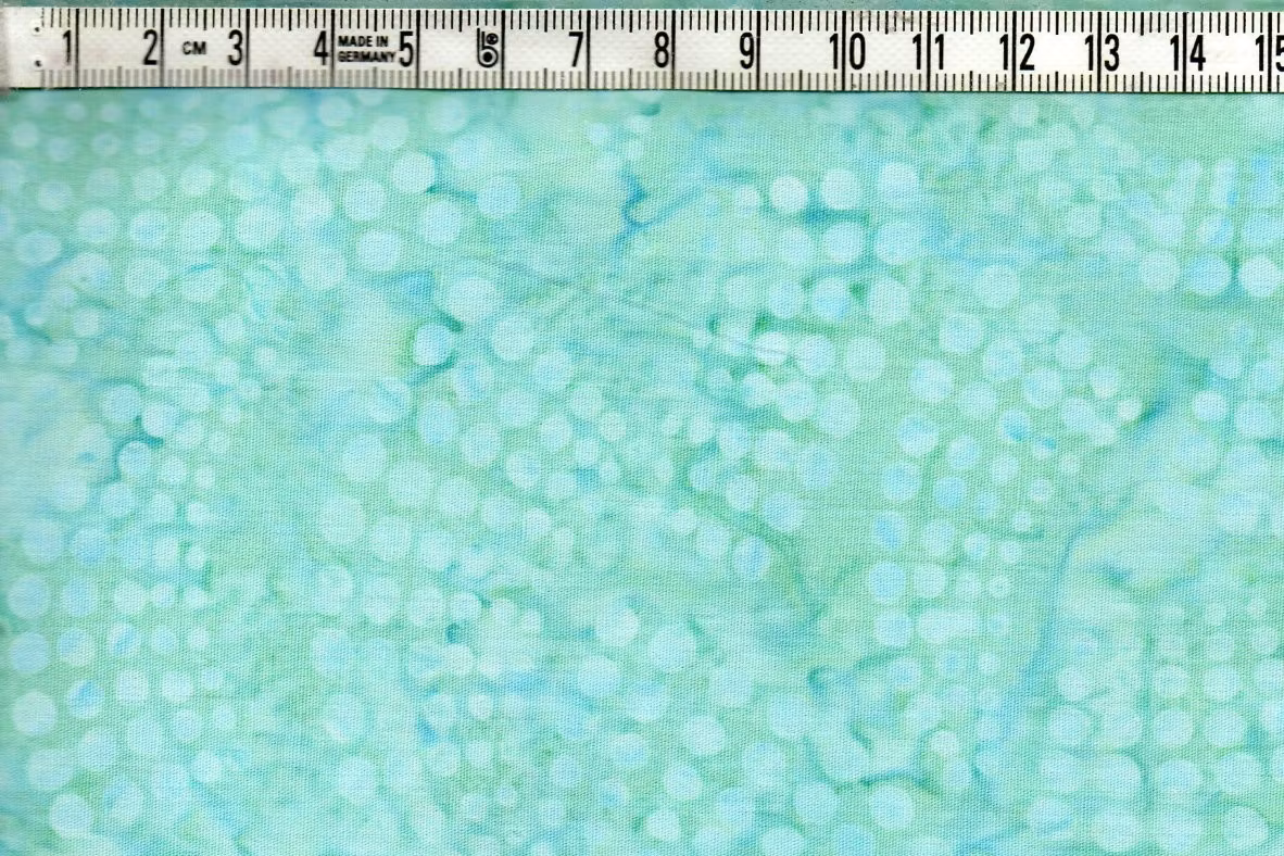 Prickmönster i Ljus Aqua och Mintgrönt – Batik Bomull 110 cm bred
