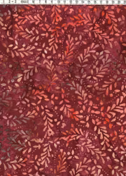 Bladmönster i Vinrött och Hallonrosa – Batik Bomull 110 cm bred