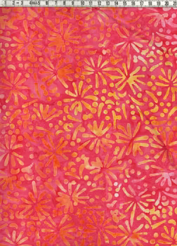 Solblommor i Cerise och Aprikos – Batik Bomull 110 cm bred