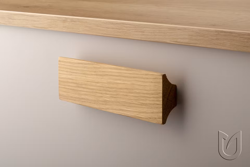 Ek trähandtag Oblong