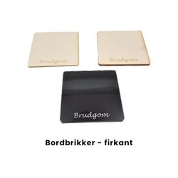 Bordbrikke med gravert navn
