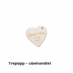 Dekorhjerte med gravering i trepapp