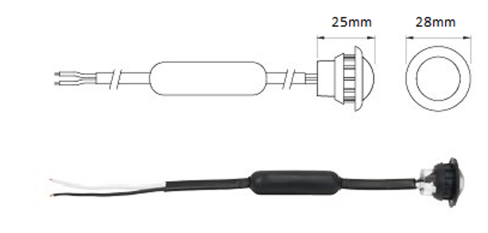 Runt LED positionsljus 28 mm