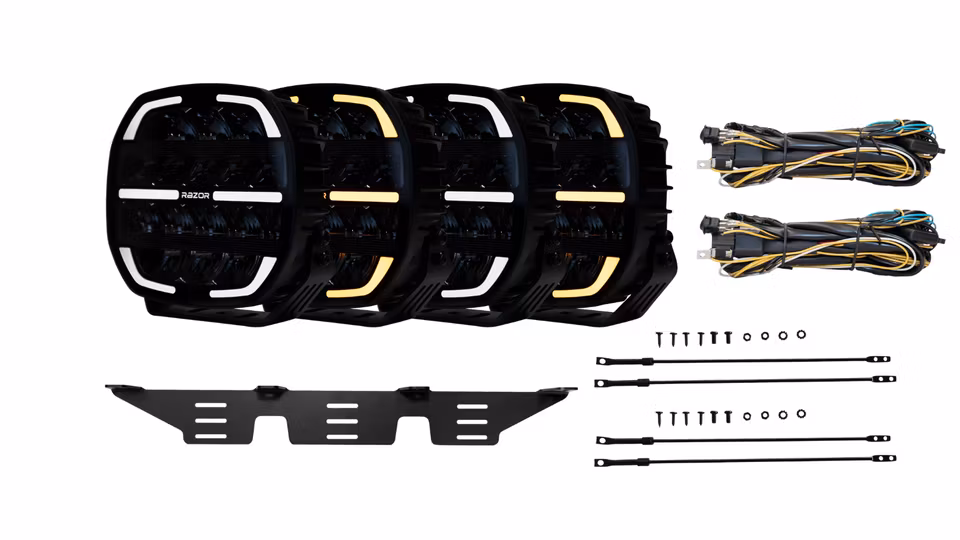 Extraljuspaket 4 st Razor Dragon med fäste och kablage