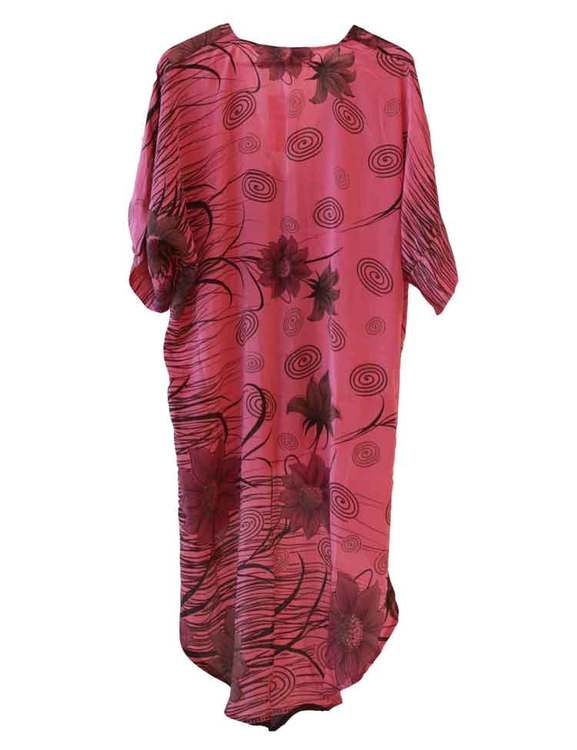 Kimono hi lo rosa återvunna sari