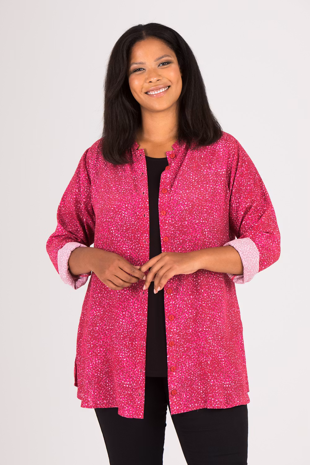 Lea skjorta mönstrad cerise