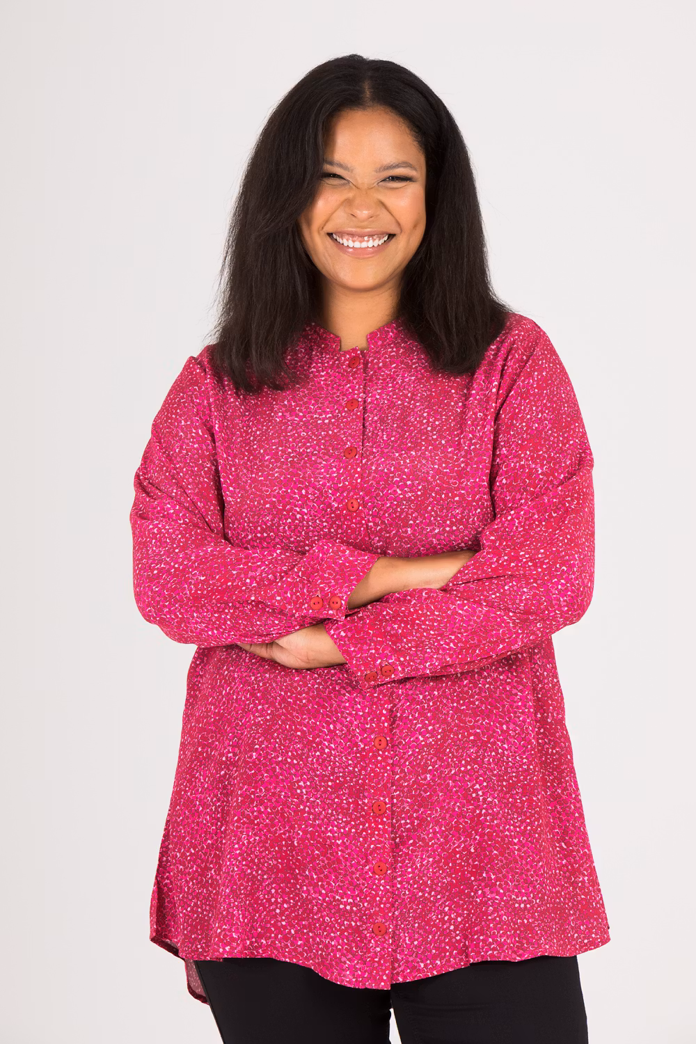 Lea skjorta mönstrad cerise
