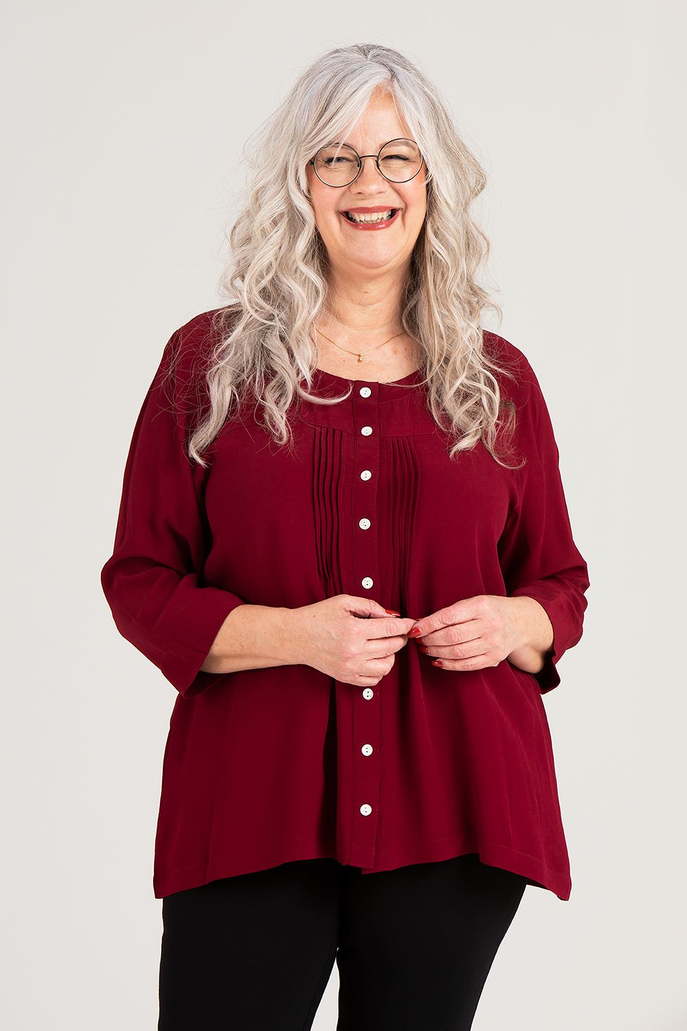 Ella blus vinröd