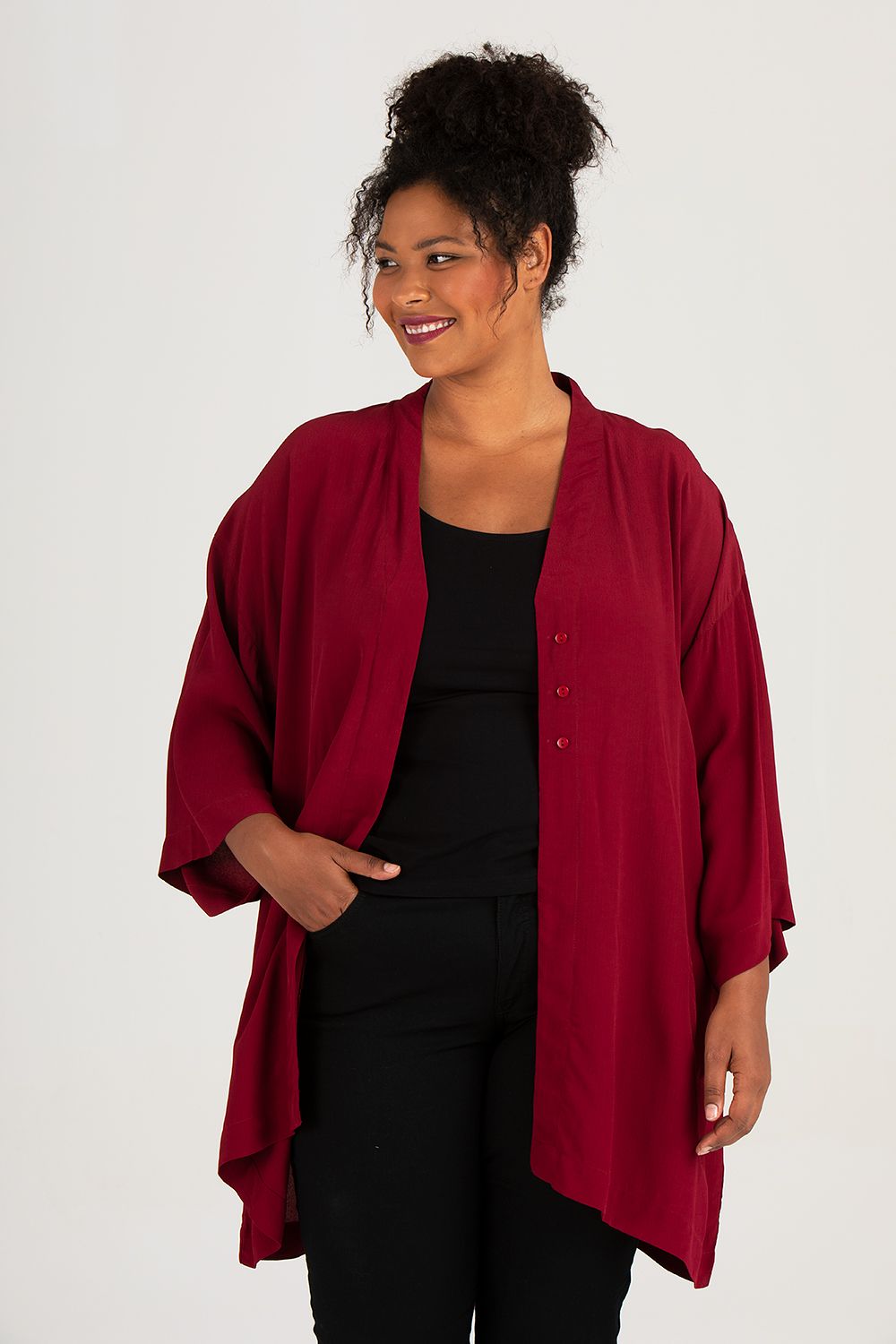Malin kimono vinröd