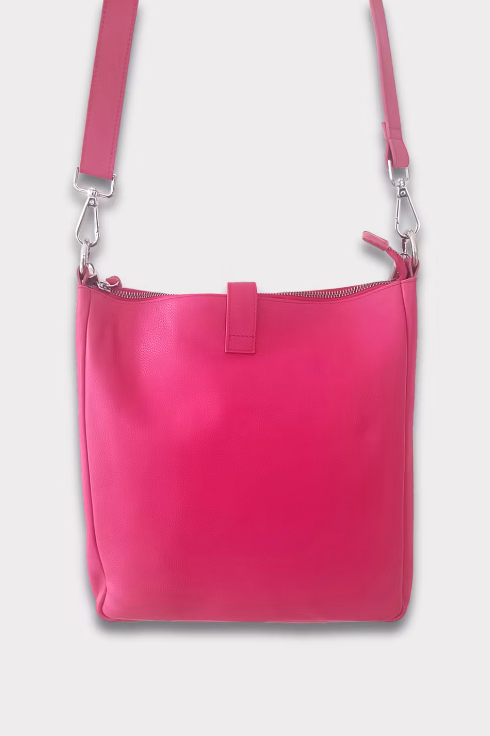 Flex leather bag with long and short shoulder strap, cerise