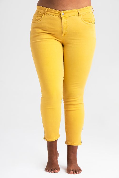 Power zip jeans solrosgul