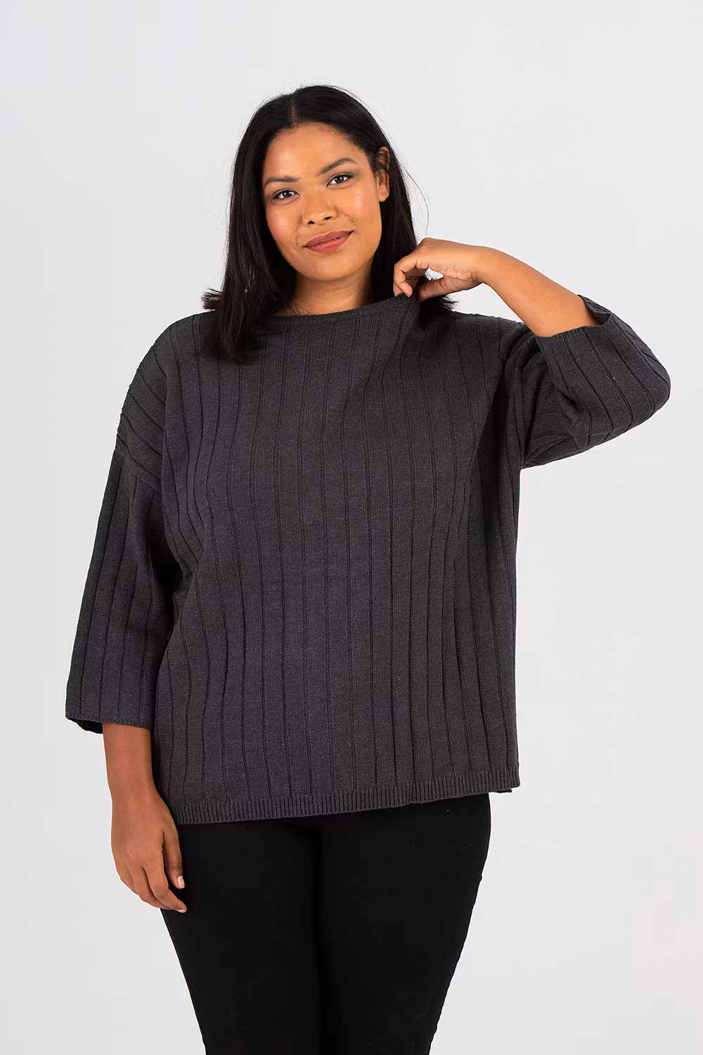 Vicky knitted sweater dark grey