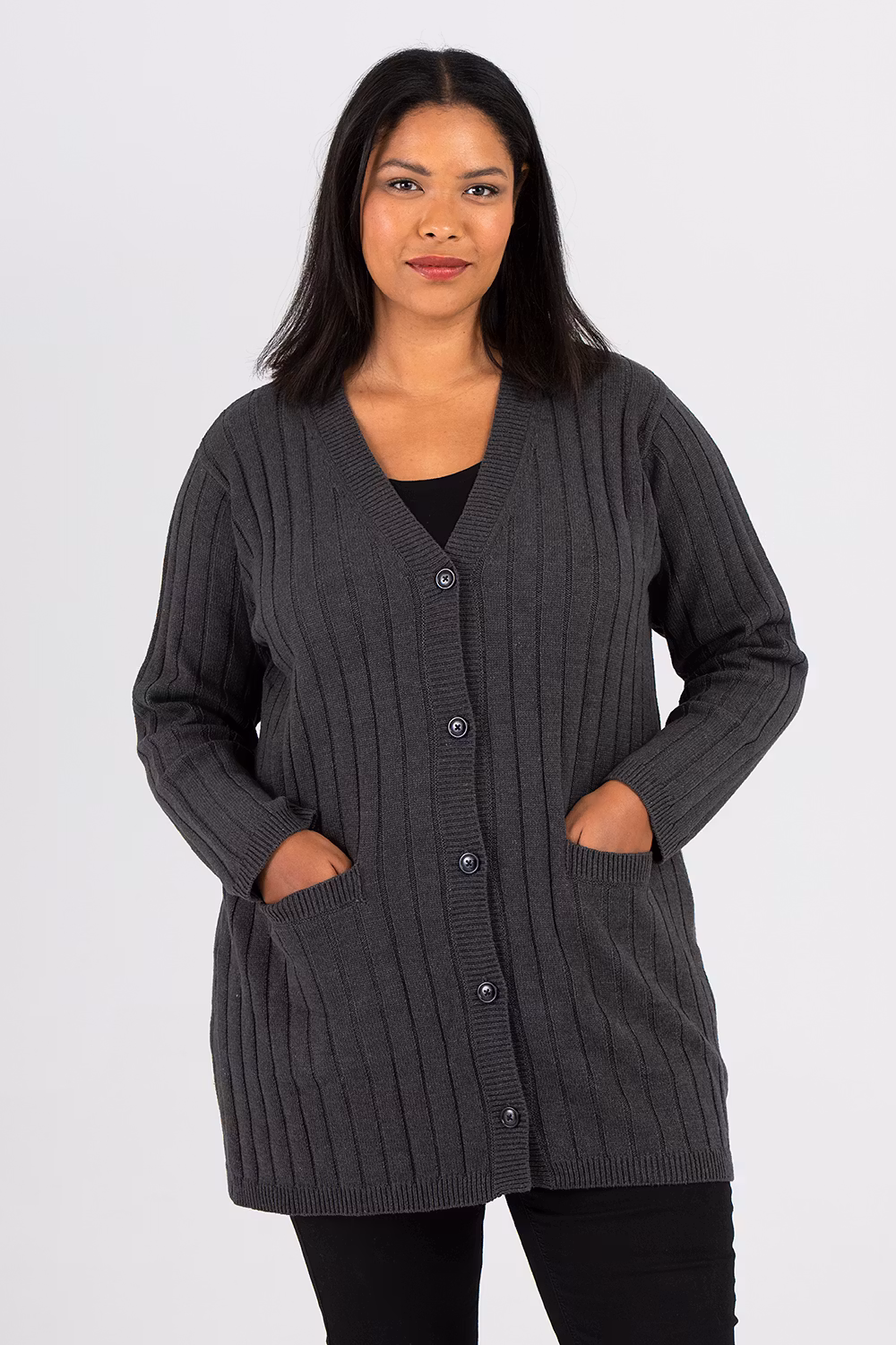 Vicky stickad cardigan mörkgrå