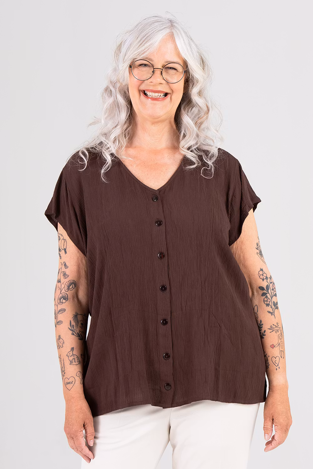 Tillie blus/topp mörkbrun