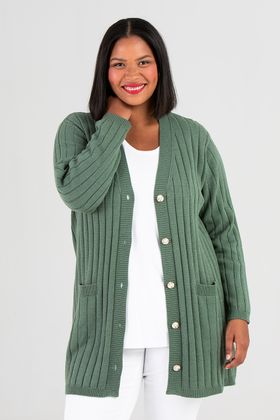 Vicky stickad cardigan grön