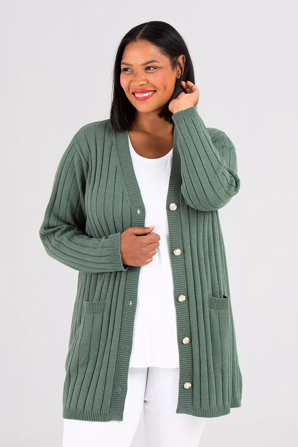 Vicky knitted cardigan green