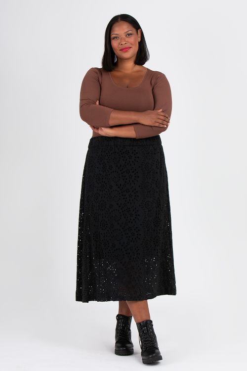 Nio skirt black embroidery