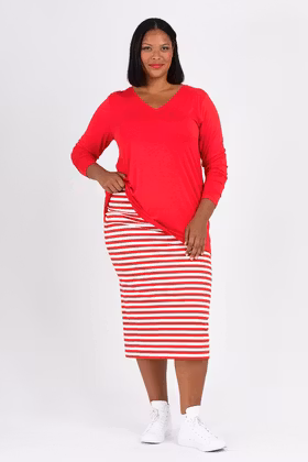 Bim skirt striped red/white