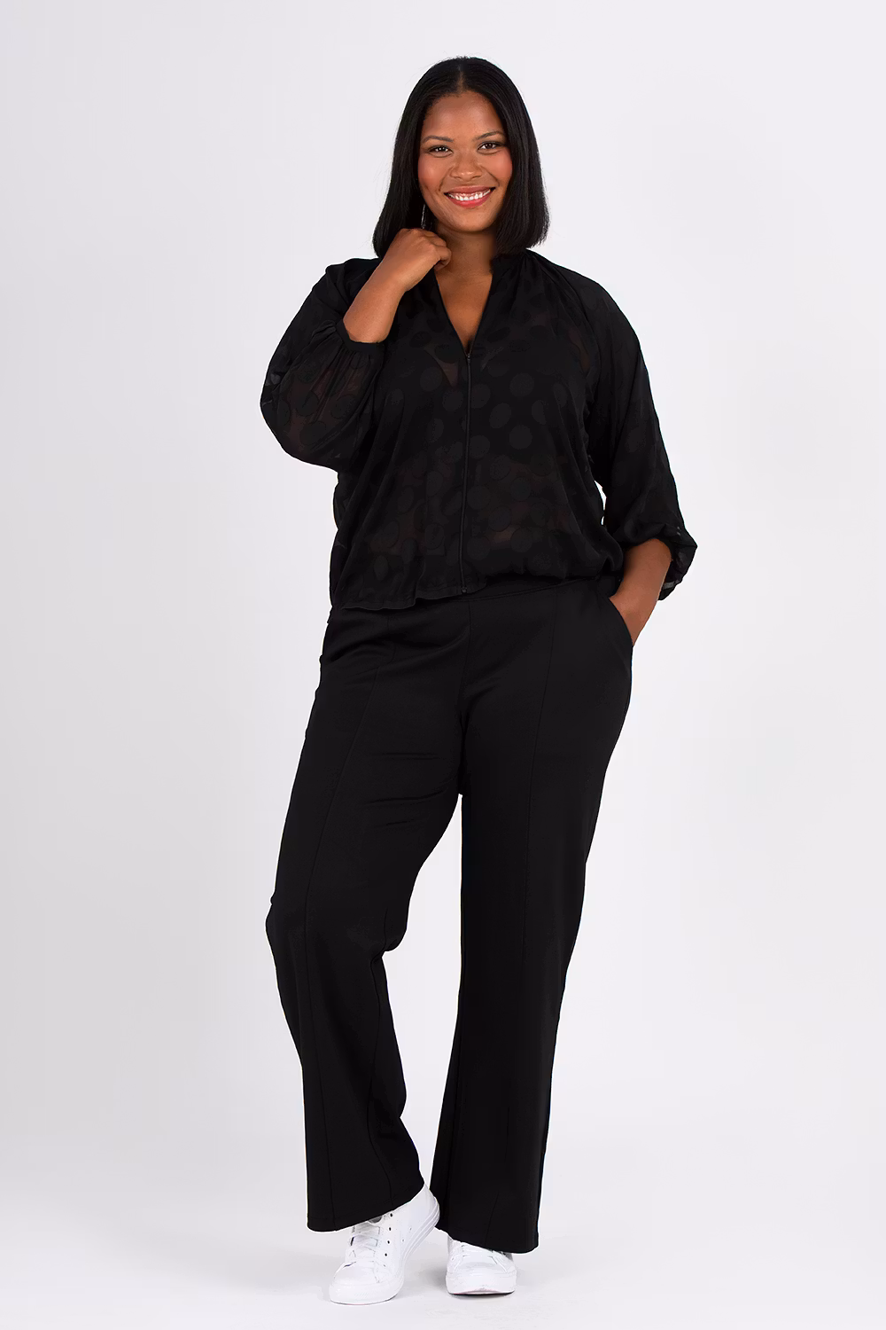 Dot bomberjacka svart