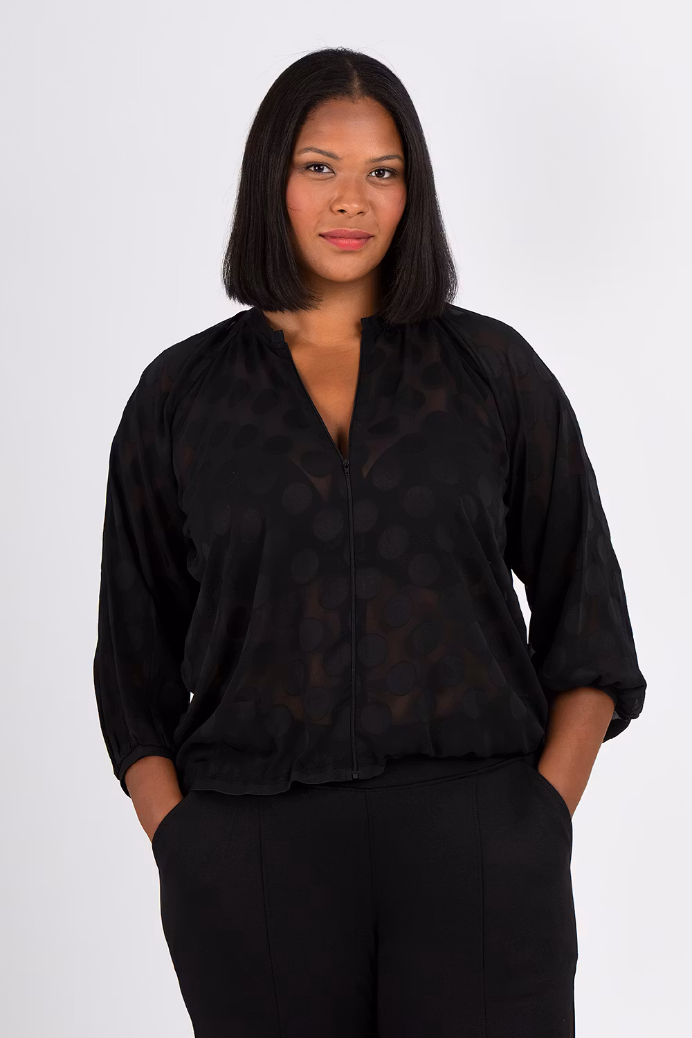 Dot bomberjacka svart