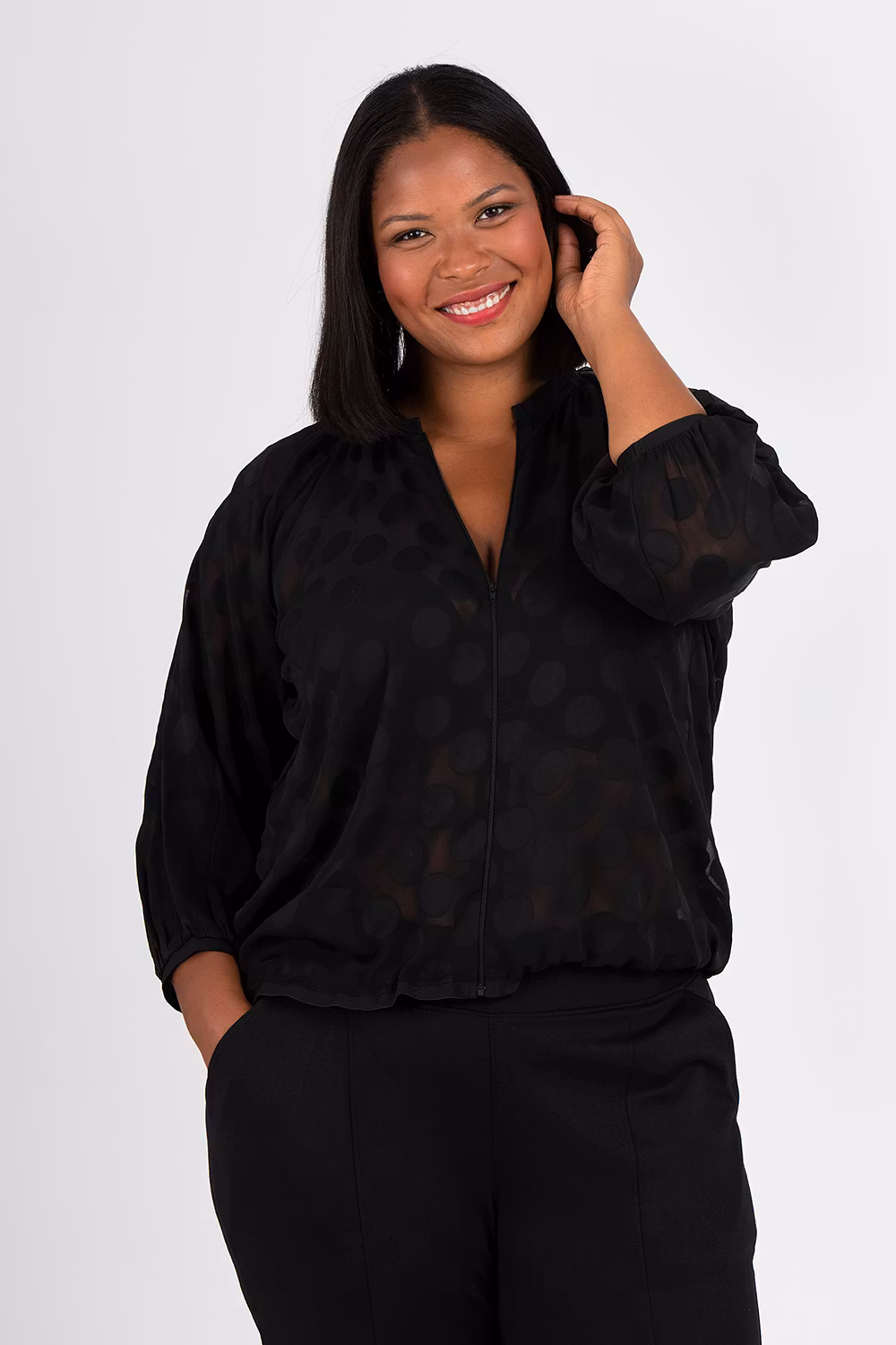 Dot bomberjacka svart